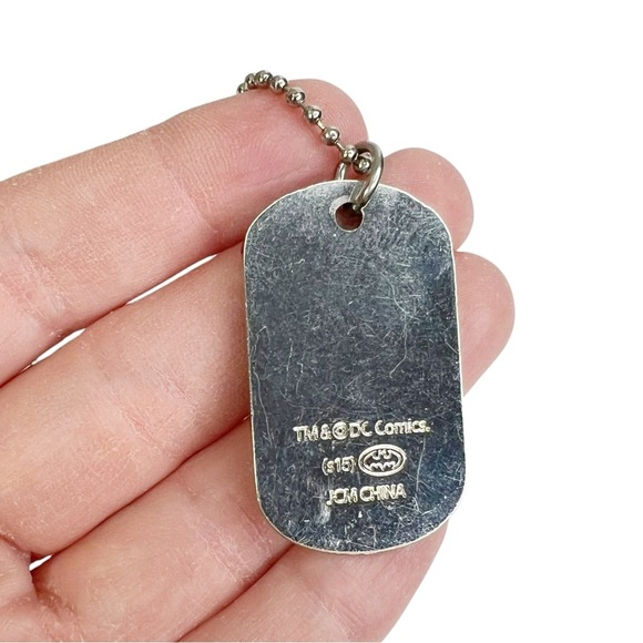 DC Comics Batman Pendant Dog Tag Silver Tone Ball Chain Necklace - Picture 7 of 9